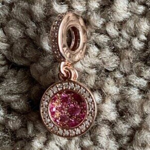 Pandora Sparkling Pink Disc Double Dangle Charm - Picture 4 of 5